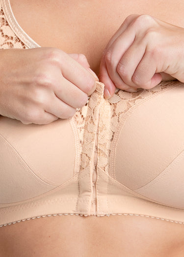 Soutien-gorge fermé devant, COTTON LACE Peau