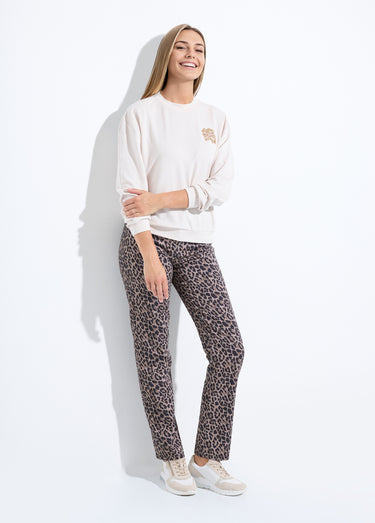 Sweat volume boite molleton brodé détail brillant Ecru