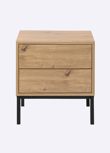 LENNY Table de chevet tiroirs push/pull Chêne