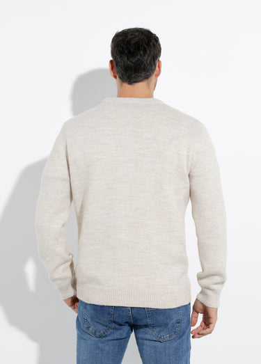 Pull chaud col rond en laine majoritaire Beige