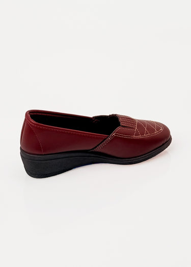Mocassins cuir largeur confort élastiqués Bordeaux