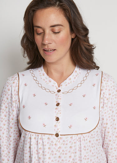 Chemise de nuit interlock boutonnée Imprime Peche