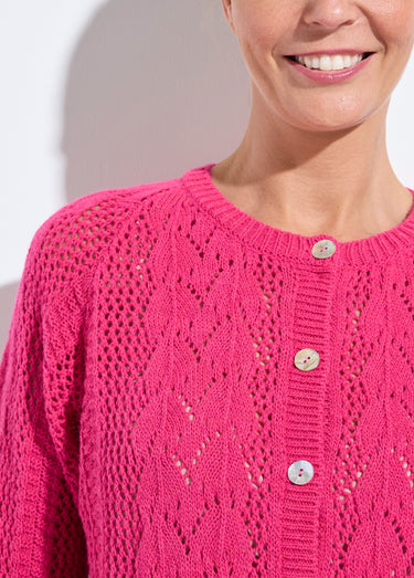 Gilet boutonné ajouré avec laine et cachemire Cassis