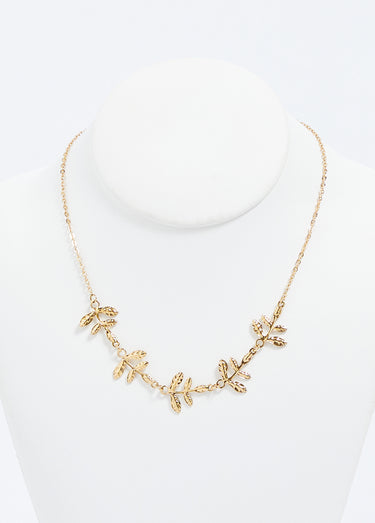 Collier feuilles acier inoxydable doré Dore