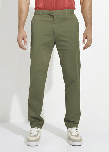Pantalon chino droit toile coton stretch Kaki