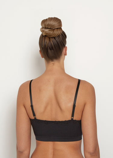Brassière sans coutures, bord dentelle Noir
