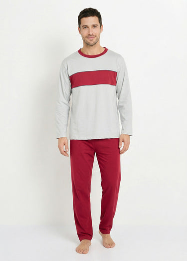 Pyjama coton bicolore Bordeaux