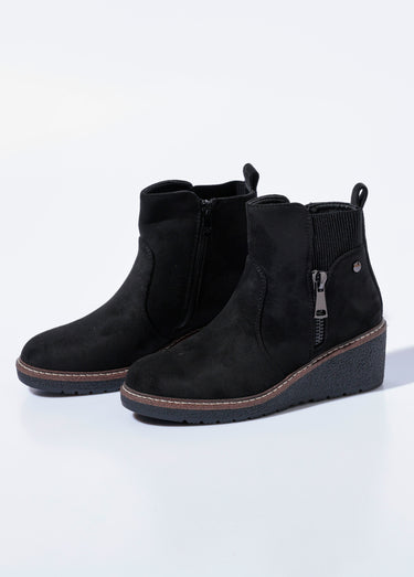 Boots semelle compensée avec zip déco Noir