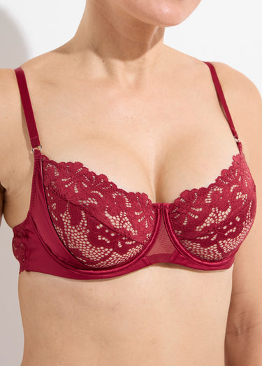 Ensemble sexy 3 pièces porte-jarretelles Bordeaux