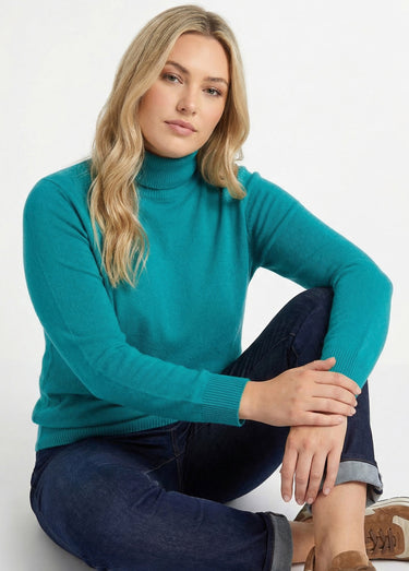 Pull doux col roulé manches longues Vert
