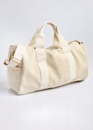 Sac forme polochon en velours cotelé Ecru