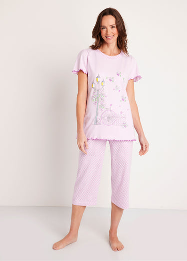 Pyjama court coton imprimé Parme