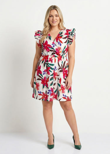 Robe sans manches broderie anglaise Imprimé fond écru