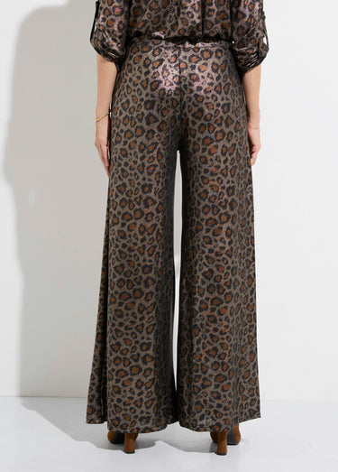 Pantalon maille souple léopard métallisé Leopard