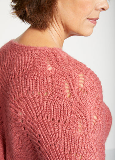 Pull manches chauve-souris maille fantaisie Rose
