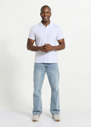 Polo homme manches courtes maille piquée Blanc