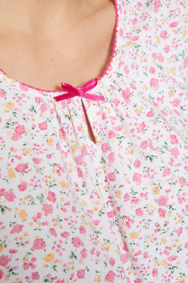 Chemise de nuit mi-longue manches courtes Rose/Peche