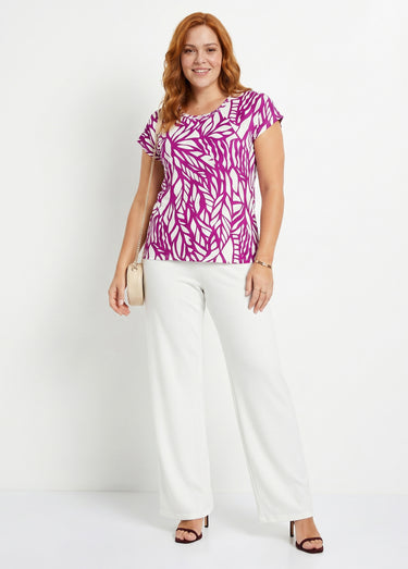 T-shirt court motif graphique Cassis/Blanc