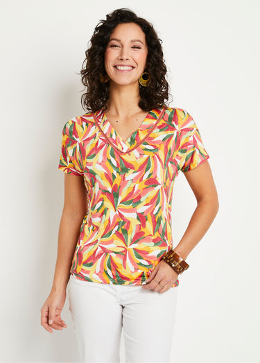 T-shirt court uni ou imprimé Paprika/Miel
