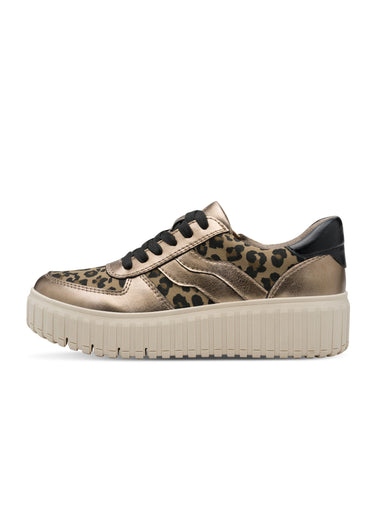 Baskets compensées bimatières à lacets Leopard