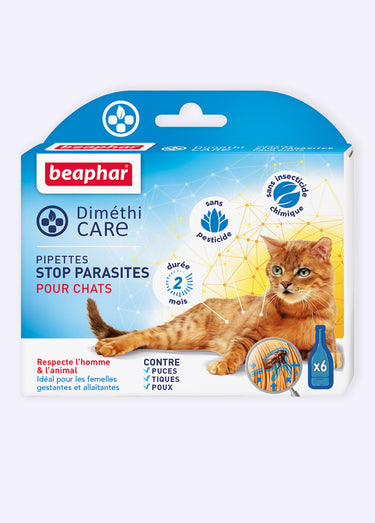 Pipettes anti parasites x6, pour chat Blanc