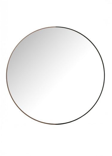 Grand miroir rond contour métal et bois Noir