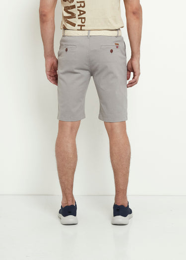 Bermuda petits motifs à revers + ceinture Gris Clair
