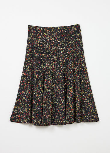Jupe évasée maille imprimée ceinture élastiquée Noir/Rouge