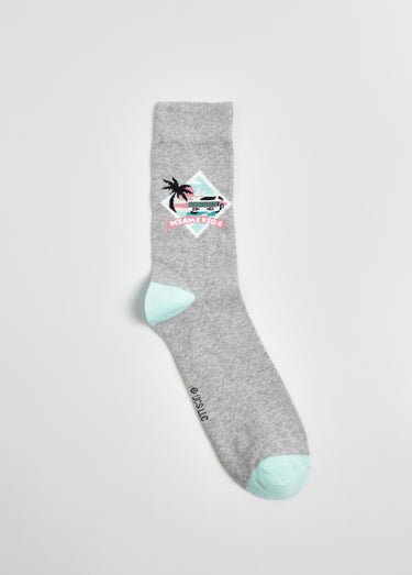 Paire de chaussettes licence Miami Vice Gris/Turquoise