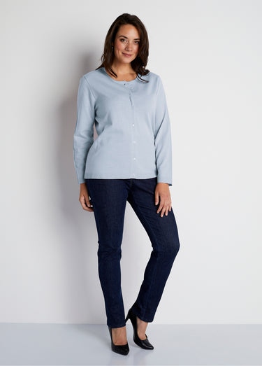 Gilet cardigan boutonné court uni Ciel