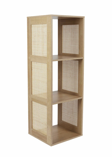 Meuble rangement 3 cases bois et cannage Marron