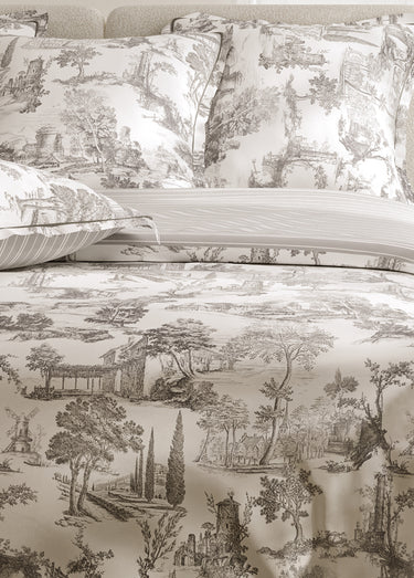 Parure de lit 3 pièces percale avec housse de couette, cyprès Gris