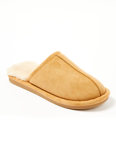 Chaussons fourrés chauds en suédine Camel