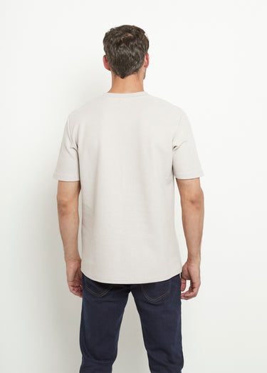 T-shirt col rond épais maille texturée Beige