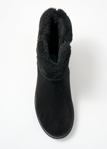 Boots confort, revers fausse fourrure Noir