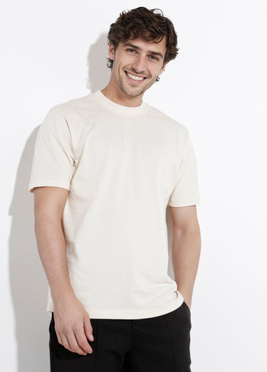 T-shirt col rond en coton épais Beige
