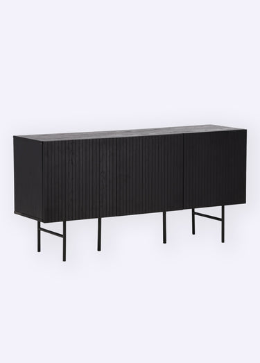 Buffet en bois épuré, effet rainuré Noir