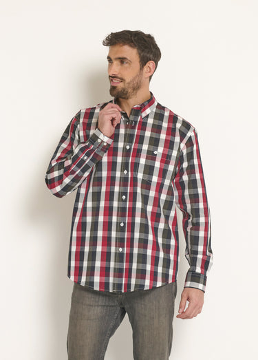 Chemise en coton à grands carreaux Marine/Rouge
