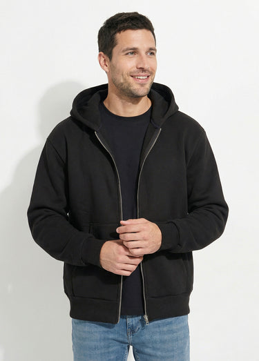 Sweat zippé capuche et poche kangourou Noir