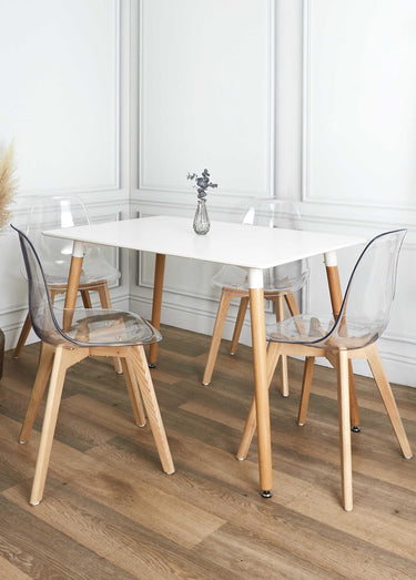 Table à manger rectangle 115cm bicolore Blanc