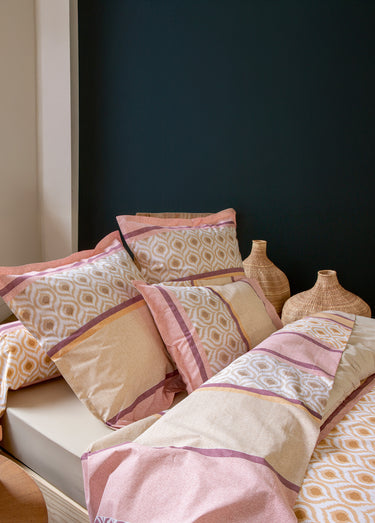 Housse de couette réversible coton 57 fils/cm² Rose