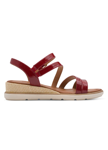 Sandales compensées avec jeux de brides Rouge