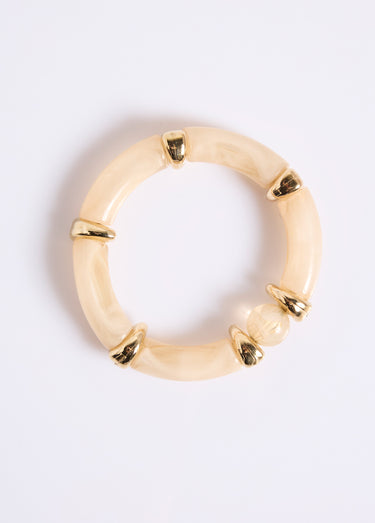 Bracelet tubes résine élastiqué Beige
