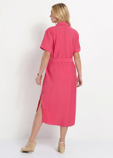 Robe chemisier longue manches courtes Framboise