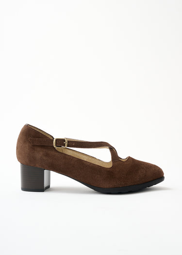Escarpins à talons largeur confort cuir Marron