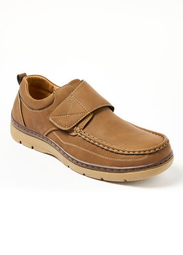 Chaussures bateau avec bande scratchée Camel
