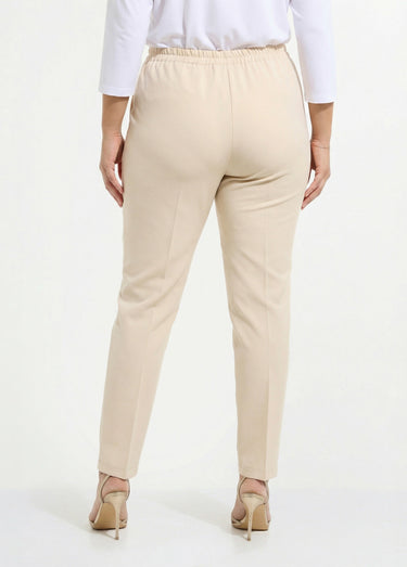 Pantalon droit taille semi-élastiquée Sable