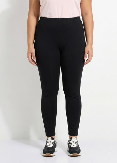 Legging imprimé taille élastiquée Uni Noir