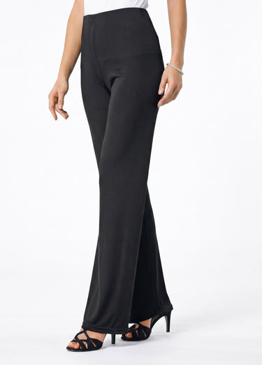 Pantalon taille élastiquée fluide évasé Noir