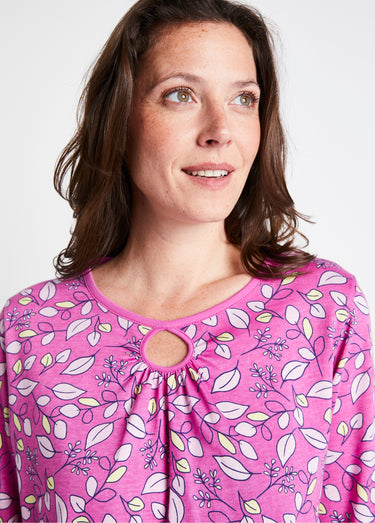 Chemise de nuit imprimé végétal Rose